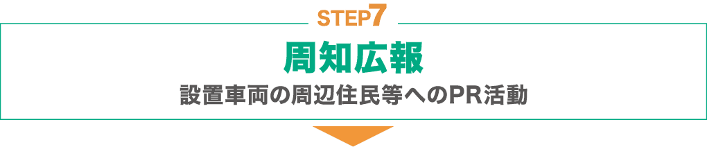 STEP7 : 周知広報：設置車両の周辺住民等へのPR活動